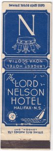 Canada Revenue 1/5¢ Excise Tax Matchbook THE LORD NELSON HOTEL Halifax, N.S.