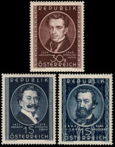 ✔️ AUSTRIA 1949 - COMPOSERS - SC. 560/562 ** MNH $35.25  [AT0934+]