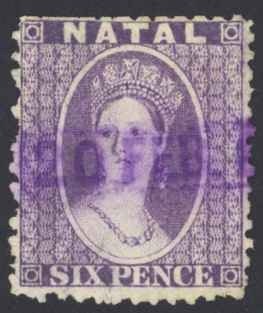 Natal Sc# 16 Used 1864 6p violet Queen Victoria 