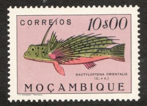 Rare : 1951 Mozambique Sc #351 - 10$00 Dactyloptena Orientalis Fish MNH Cv$16.50