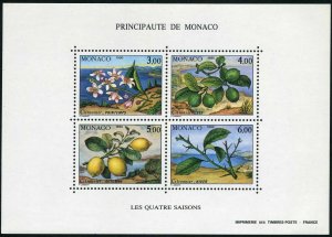 Monaco 1736 ad sheet,MNH.Michel 1990-1993 Bl.49. Life cycle of the Lemon tree.