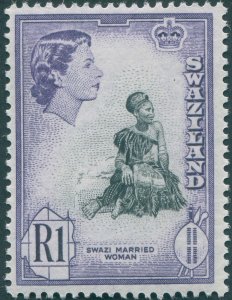 Swaziland 1961 1r black & deep lilac SG88 unused