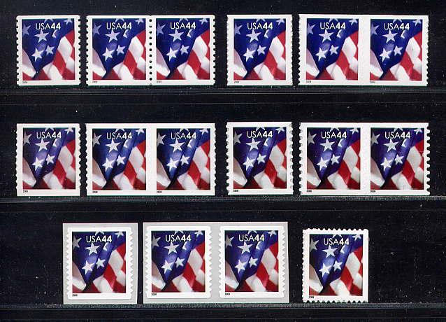 #4391-96 44-ct FLAGS(16), Coils in Sgls&Prs + Bklt Stmp