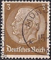 Germany #416 3pf President Paul Von Hindenburg used F-VF