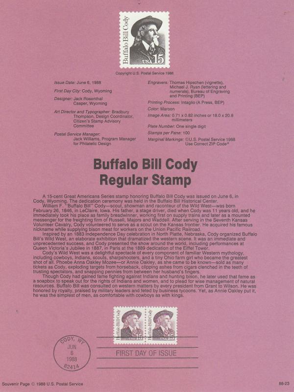 U.S. Souvenir Page SP719 Buffalo Bill 2177   P2773