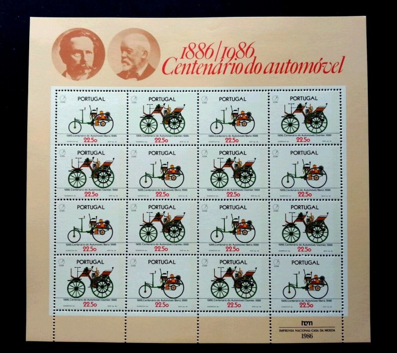 Portugal Centenary Of Automobile 1986 Tricycle Transport Car (sheetlet) MNH