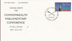 1977 Canada (NR) FDC - Sc 740 - Parliamentary Conference - Peace Tower