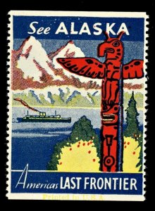 1930s ALASKA Last Frontier US Poster Stamp MNH