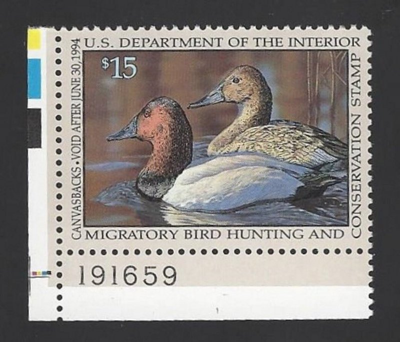 US #RW60 MNH OG XF 1993 Plate# Single US Federal Duck Stamp Scott CV $27.50