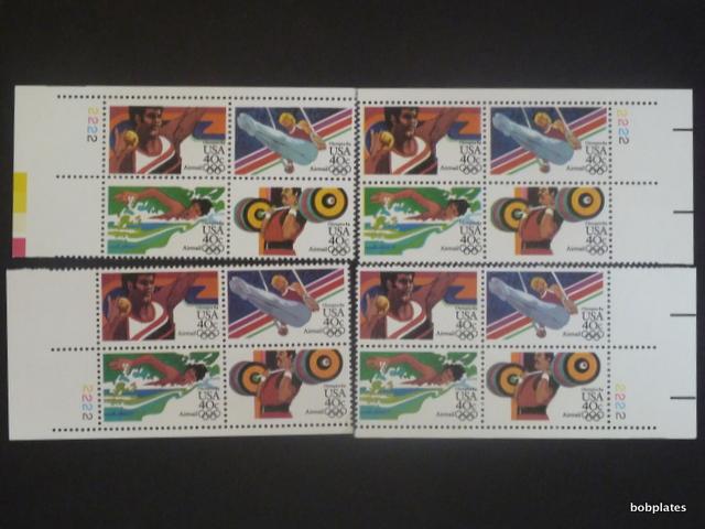 BOBPLATES #C105-8 Olympics Matched Set of 4 Plate Blocks 2222 VF NH SCV=$25.6