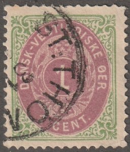 Danish West Indies, stamp, Scott#5,  used, hinged, #QDWI-5