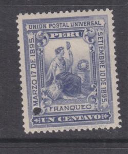 PERU, 1895 President's Installation 1c. Slate Violet, ABN Punched Proof, mnh.