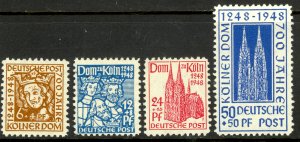 GERMANY 1948 COLOGNE CATHEDRAL Semi Postal Set Sc B298-B301 MLH