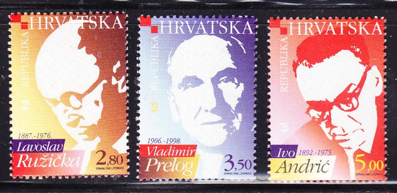 Croatia.. 2001 Croatian Nobel Laureates  (3) VF/NH(**)