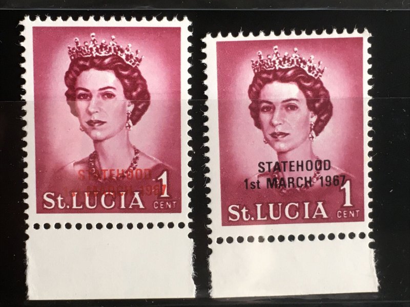 St. Lucia # 214 MH Unissued Statehood Overprints