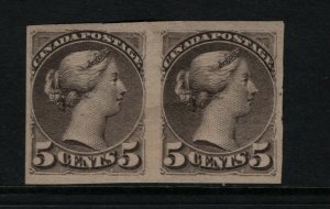 Canada #42a Very Fine Mint Original Gum Hinged Imperf Pair **With Certificate**