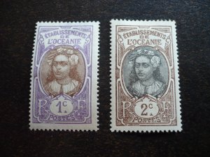 Stamps - French Pacific Ocean - Scott# 21-22 - Mint Hinged Part Set of 2 Stamps