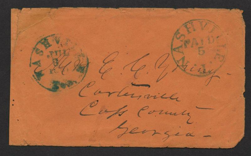 $Nashville Tenn. CSA provisional Sc#61xU1 cover July 8, 1861 cert., Cv, $900