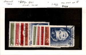 Germany, Postage Stamp, #897-901 Lot Used, 1964 Europa, Kennedy (AD)