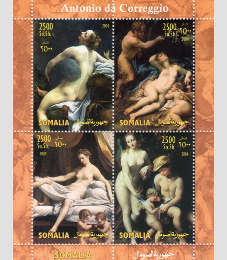 Somalia 2004 ANTONIO CORREGGIO Nudes Paintings Sheet Perforated Mint (NH)