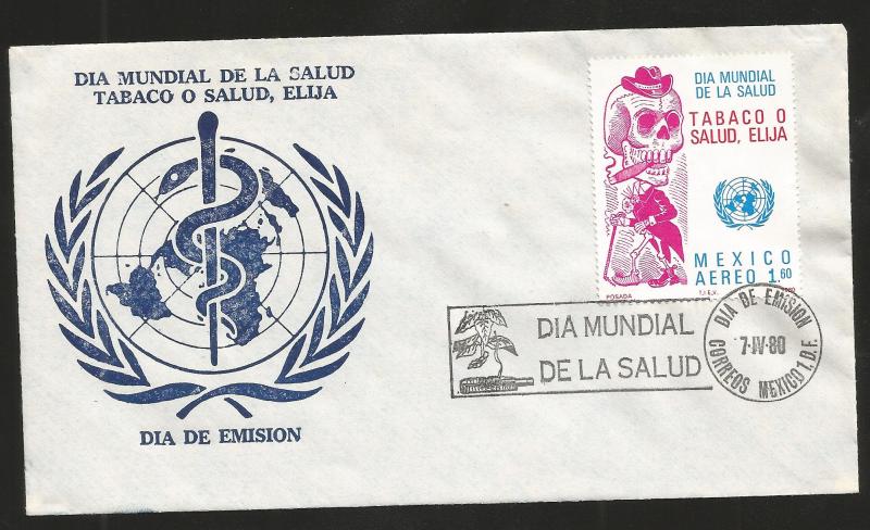 baja.J) 1980 MEXICO, WORLD HEALTH, TOBACCO OR HEALTH DAY, CHOOSE, CRANEO