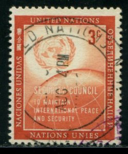 55 UN New York 3c Emblem & Globe,  used