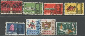 HONG KONG Sc#237, 239, 223, 242-247 1968 Eight Different Stamps Used