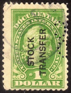 1918, US $1, Stock Transfer, Used, Sc RD12d