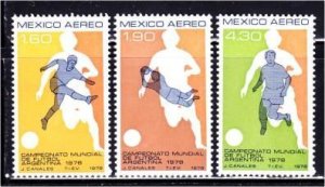 Mexico, World Cup Soccer (SC# C565-C567) MNH SET