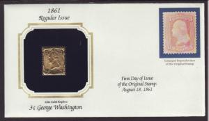 US 3 Cent George Washington Gold Foil Cover BIN