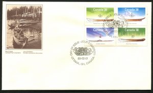 1232a Canada 38c Small Craft blk/4 Official FDC