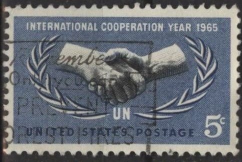 US 1266 (used) 5¢ UN International Cooperation Year, dull blue & black (1965)