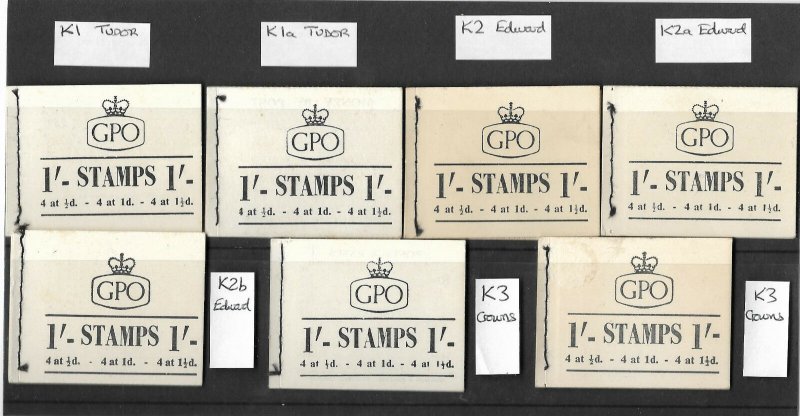 Full set of K1 - K3a QE II Wilding 1/- GPO Booklets - 7 in total all complete