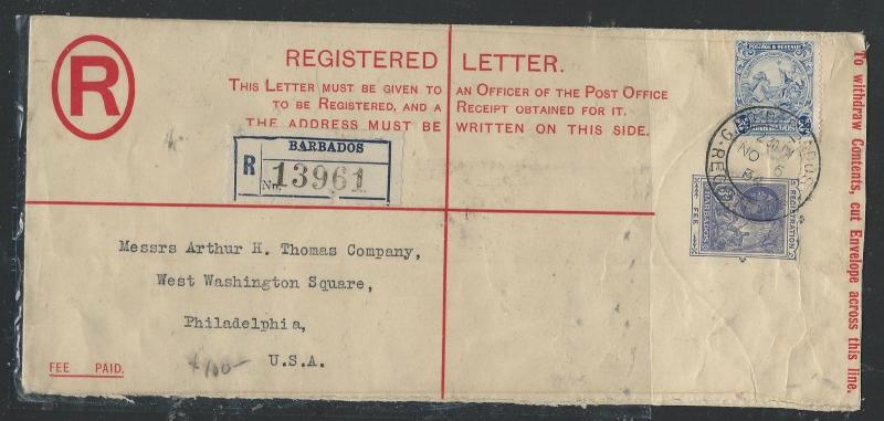 BARBADOS (P2706B) 1934 KGV 3D RLE UPRATED 2 1/2D SEAHORSE TO USA