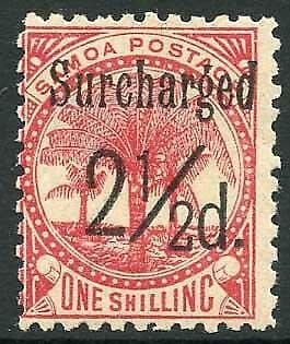 Samoa SG86 2 1/2d (Black) on 1/- dull rose-carmine M/M Cat 15 pounds