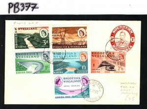 RHODESIA QEII FDC Unusual First Day Cover KGVI 1d Stationery Causeway 1960 PB377