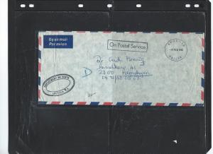 ANGUILLA  (P2903B) 1987 OPS DEPT OF POSTS ANGUILLA VALLEY STAMPLESS TO GERMANY 