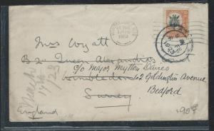 TANGANYIKA (P2609B) 1923   GIRAFFE 20C TO ENGLAND