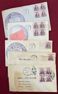 US 1933 FDCs Scott 724,726 Two Singles and Three Blocks of 4 See Scans