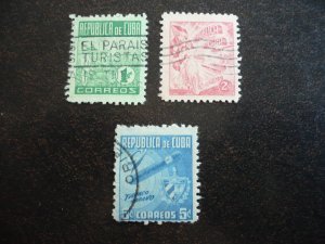 Stamps - Cuba - Scott#445-447 - Used Set of 3 Stamps