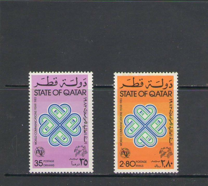 QATAR: Sc. 639-40 /** WORLD COMMUNICATIONS YEAR  **/ Complete Set / MNH-CV:$12+