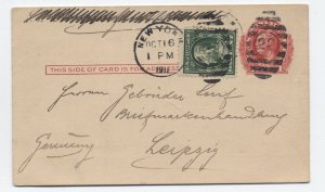 1911 New York uprated 1ct lincoln UX23 postal card [y8972]