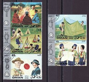 Oman State, 1971 issue. Girl Scouts strip of 5. C.T.O. ^