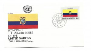 United Nations #431 Flag Series 1984, Ecuador Artmaster  FDC