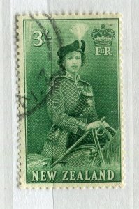 NEW ZEALAND; 1953 early QEII issue fine used 3s. value