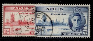 ADEN GVI SG28-29, 1946 VICTORY set, FINE USED.