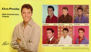 Ghana Elvis Presley Stamps 2017 MNH 40th Anniv Music Celebrities 6v M/S I