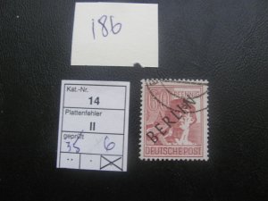 Berlin 1949 used MI.14II Short Bar ON E OVERPRINT VF 35 EUROS (186)
