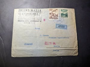1941 Censored Slovenia Airmail Cover Bratislava Laurinska to Biella Italy