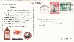 BERMUDA cover postmarked Hamilton, 20 Feb. 1952 - Dear Doctor postcard to France